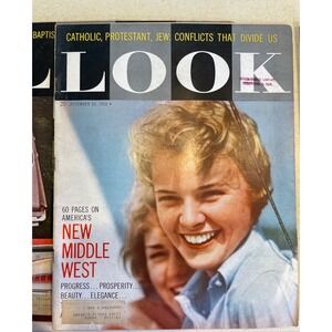 Vintage 1958 LOOK Magazine Lot 4 Issues Brigitte Bardot 1959 Cars Russia Ike